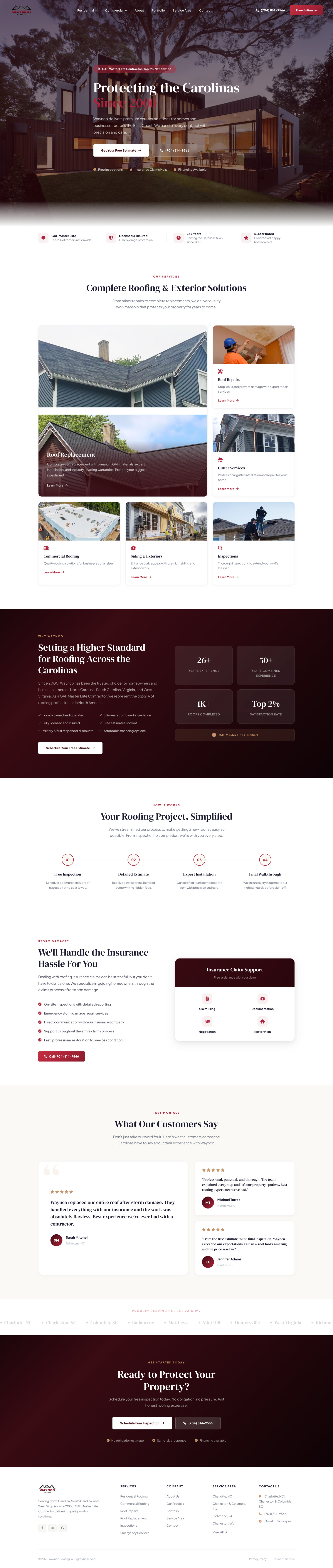 Waynco Roofing website